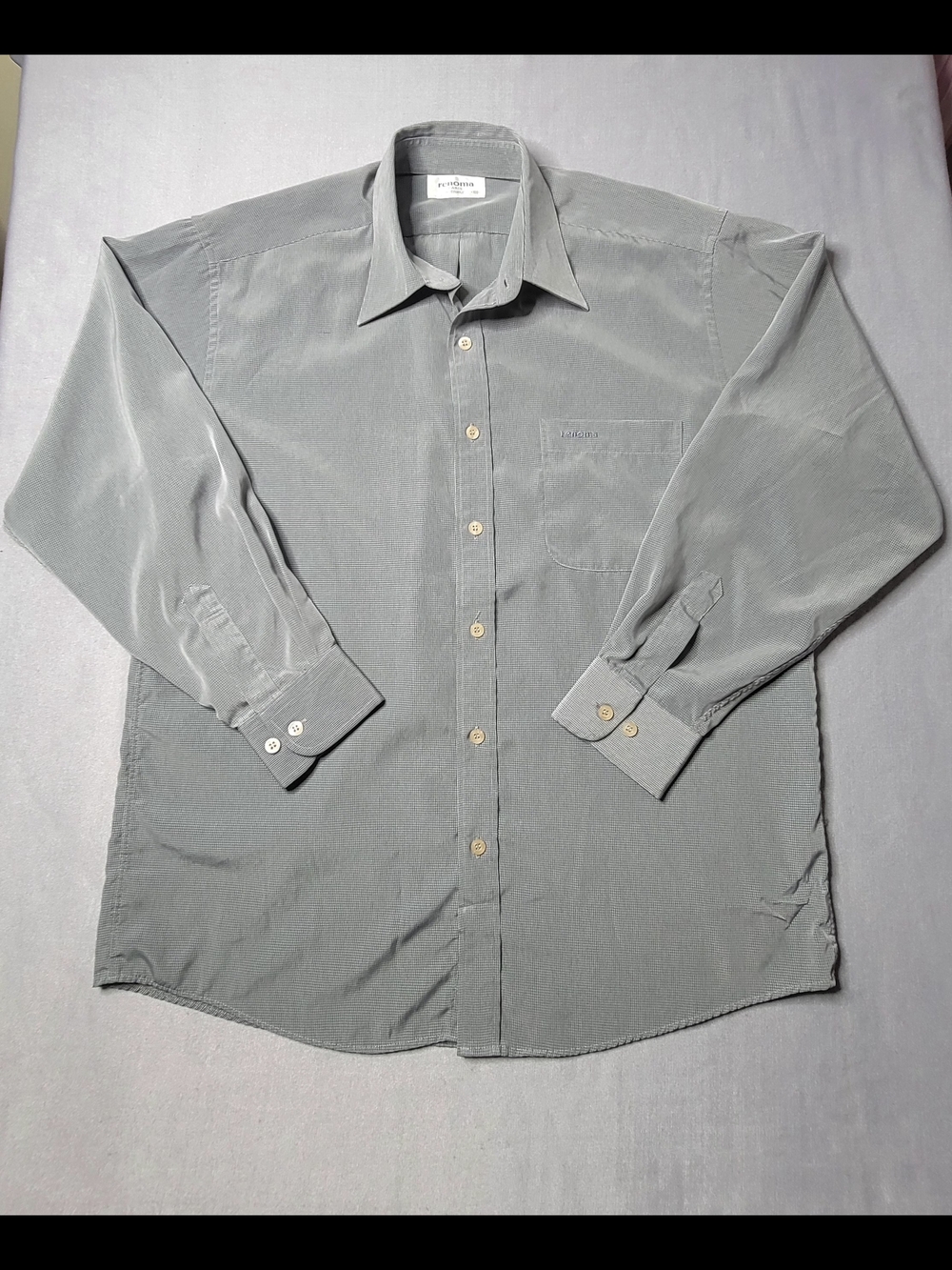 Renoma Paris Monsieur Men’s Long Sleeve Light Gray Button-Up Dress Shirt Size L